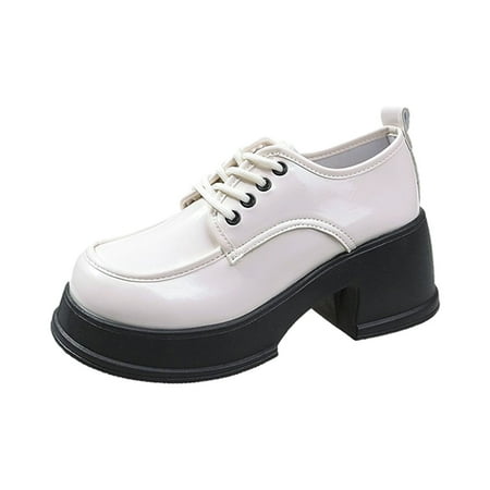 Sexlip Women s Retro Mary Flats - Small Fragrant Round-Toe Patent Leather  Flat Heel  Casual Spring Shoes White 38