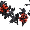 thumbnail image 5 of Gothic Black Rose Vine Garland, 68.89in Realistic Faux Flower With Gold Berries, Spooky Accent For Fireplace Mantel Or Halloween Party Backdrop Setup A, 5 of 9