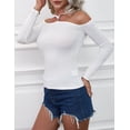 thumbnail image 3 of Doublju Women's Long Sleeve O Ring Halter Neck Off Shoulder Casual Top, 3 of 4