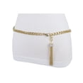 thumbnail image 4 of Women Gold Metal Chain High Waist Hip Belt Tassel Fringe Charm XS S M, 4 of 10