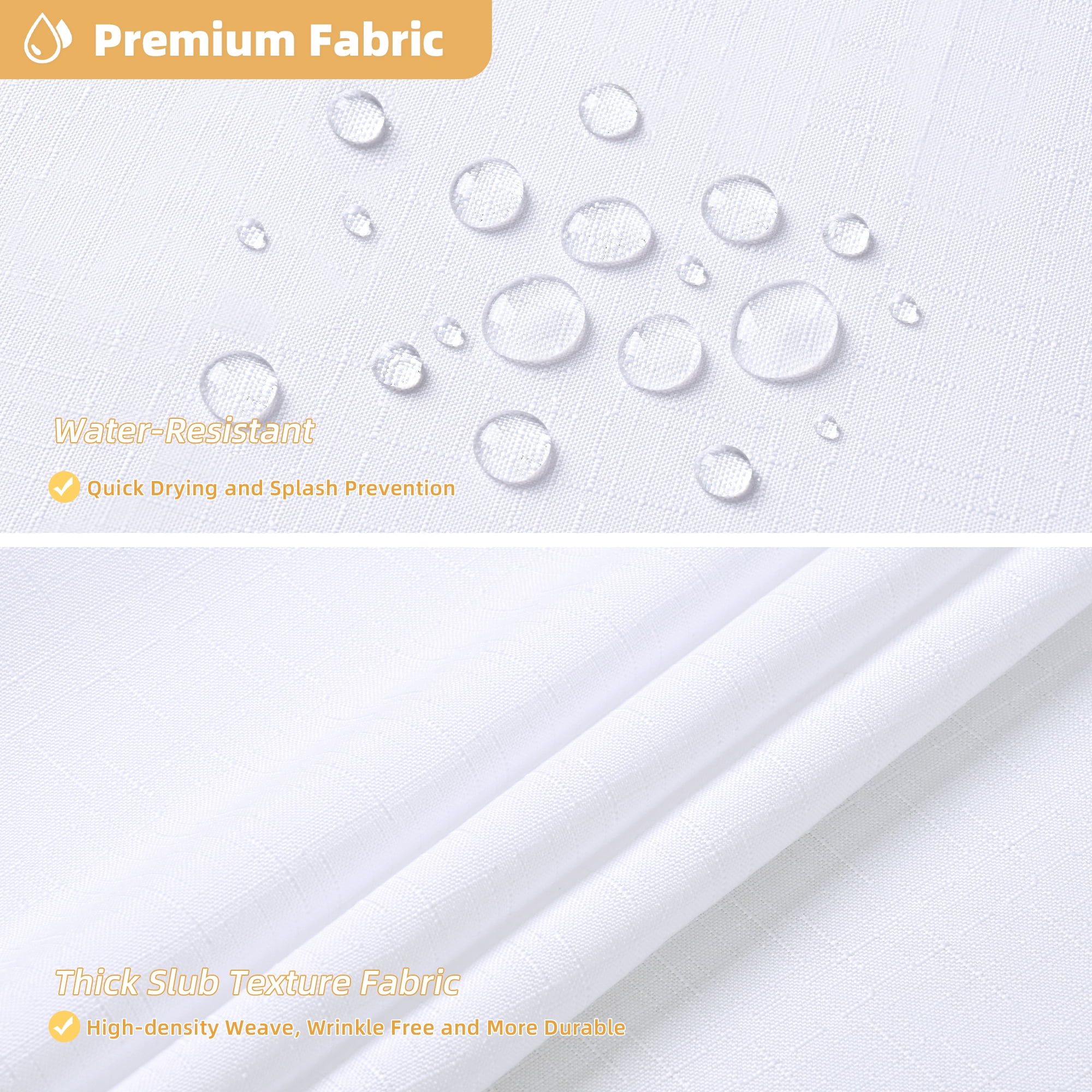 FRAMICS Yellow Scalloped Shower Curtain Sets with Rug, 14 Piece Fabric Bathroom Sets with Hooks, Heavy-Duty & Waterproof, 72" x 72"