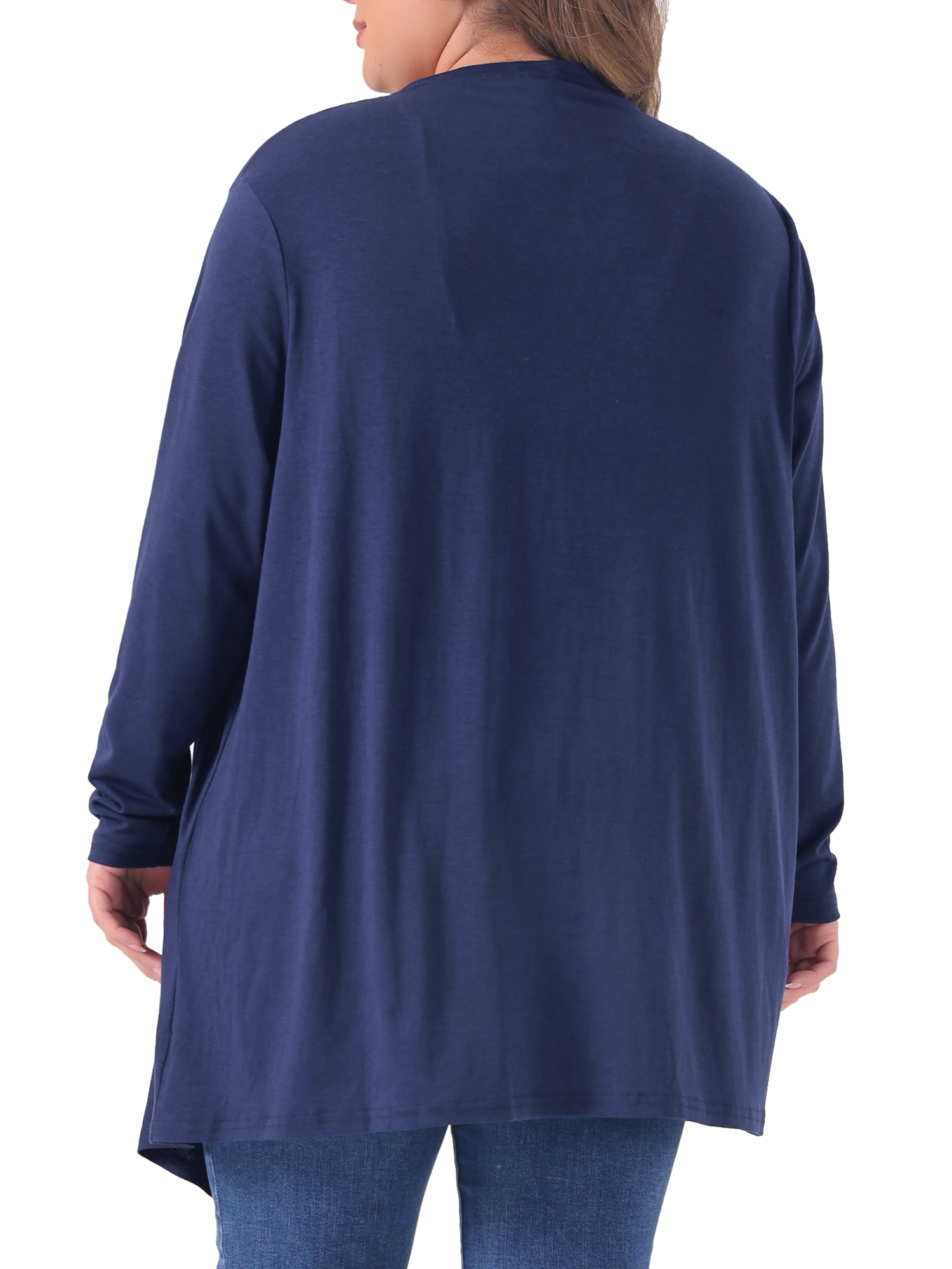 DARING DIVA Plus Size Long Sleeve Open Front Lightweight Cardigan 4X Dark Blue