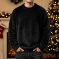 thumbnail image 2 of Babcutegg Mens Fuzzy Fleece Sweater Crew Neck Knit Long Sleeve Fall Winter Warm Casual Sweaters Size XL, 2 of 5