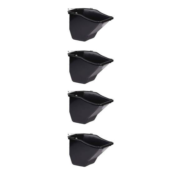 Little Giant 20 Quart Plastic Flat Back Livestock Feed Bucket, Black (4 Pack)