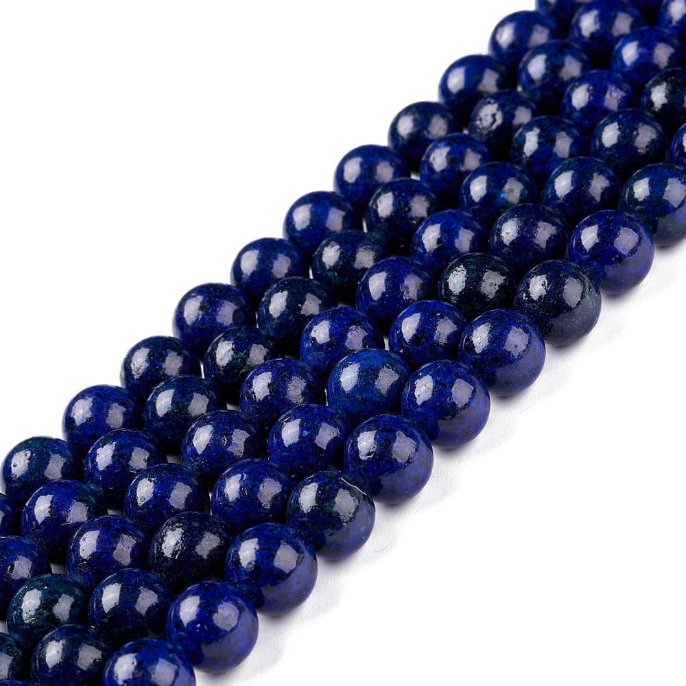 Natural Lazuli Round Beads Strands Dyed 8mm Hole: 1mm 46pcs/strand 15 inch