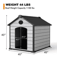 thumbnail image 2 of ZYJOYY 46" Large Dog House Outdoor Weatherproof with Floor & Air Vents, Spacious Plastic Kennel Shelter for 2 Large Dogs, Cement Grey, 2 of 8