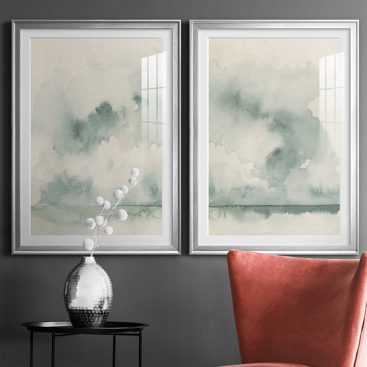 Wexford Home Ocean Impression I Premium Framed Print, 26.5" x 36.5" - Ready to Hang, Silver (Set of 2)