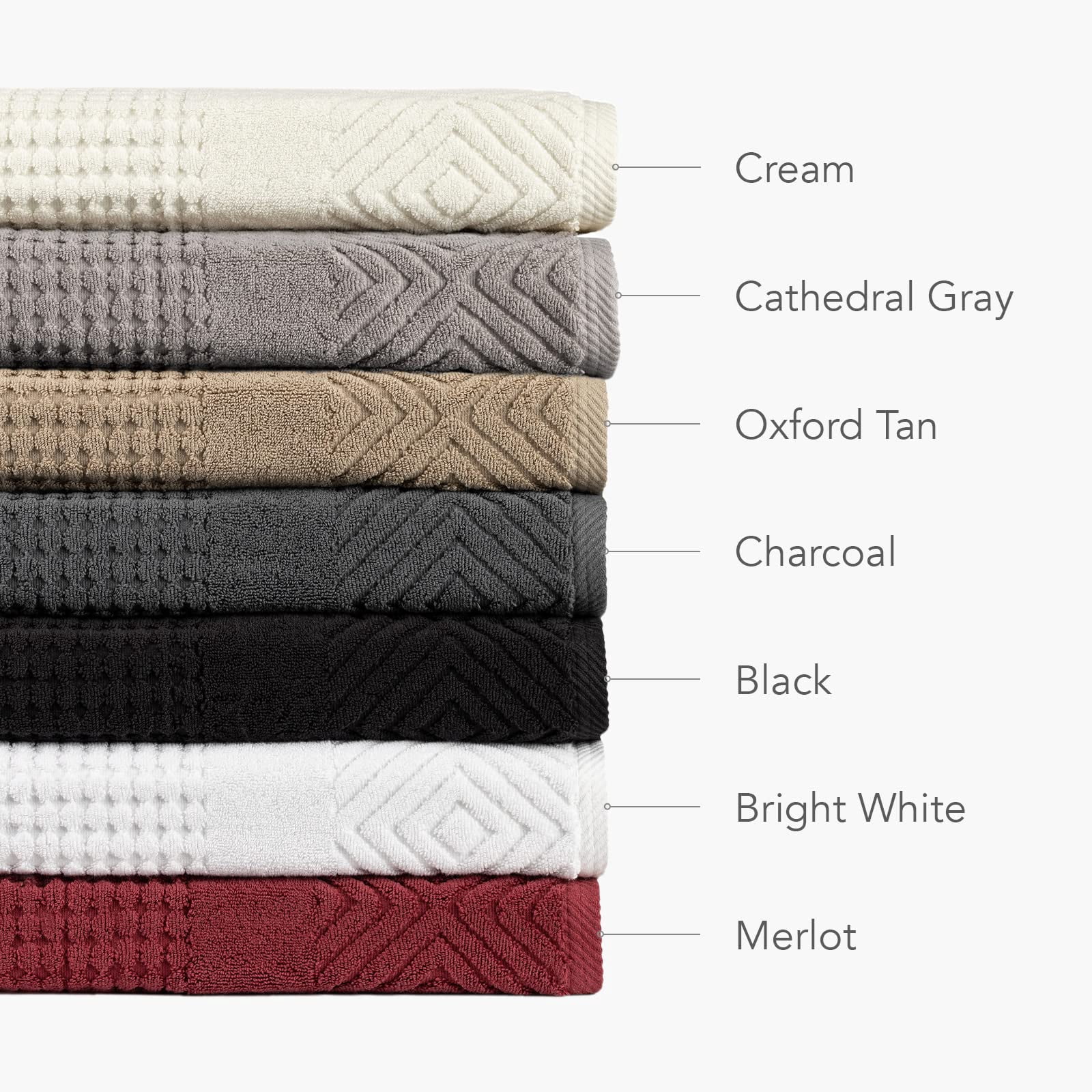 Texere 100% Organic Cotton Diamond Jacquard Towel Sets, Cream (2 Hand and 2 Face Towels)