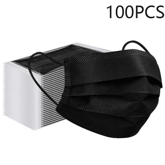 3-ply disposable medical masks - 3 layers of protection - High quality surgical masks with antibacterial filtration - 3-ply IIR medical mask Pack of 100 Black