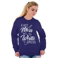 thumbnail image 5 of Hot Mess White Dress Bachelorette Women Crewneck Sweatshirt Brisco Brands S, 5 of 6