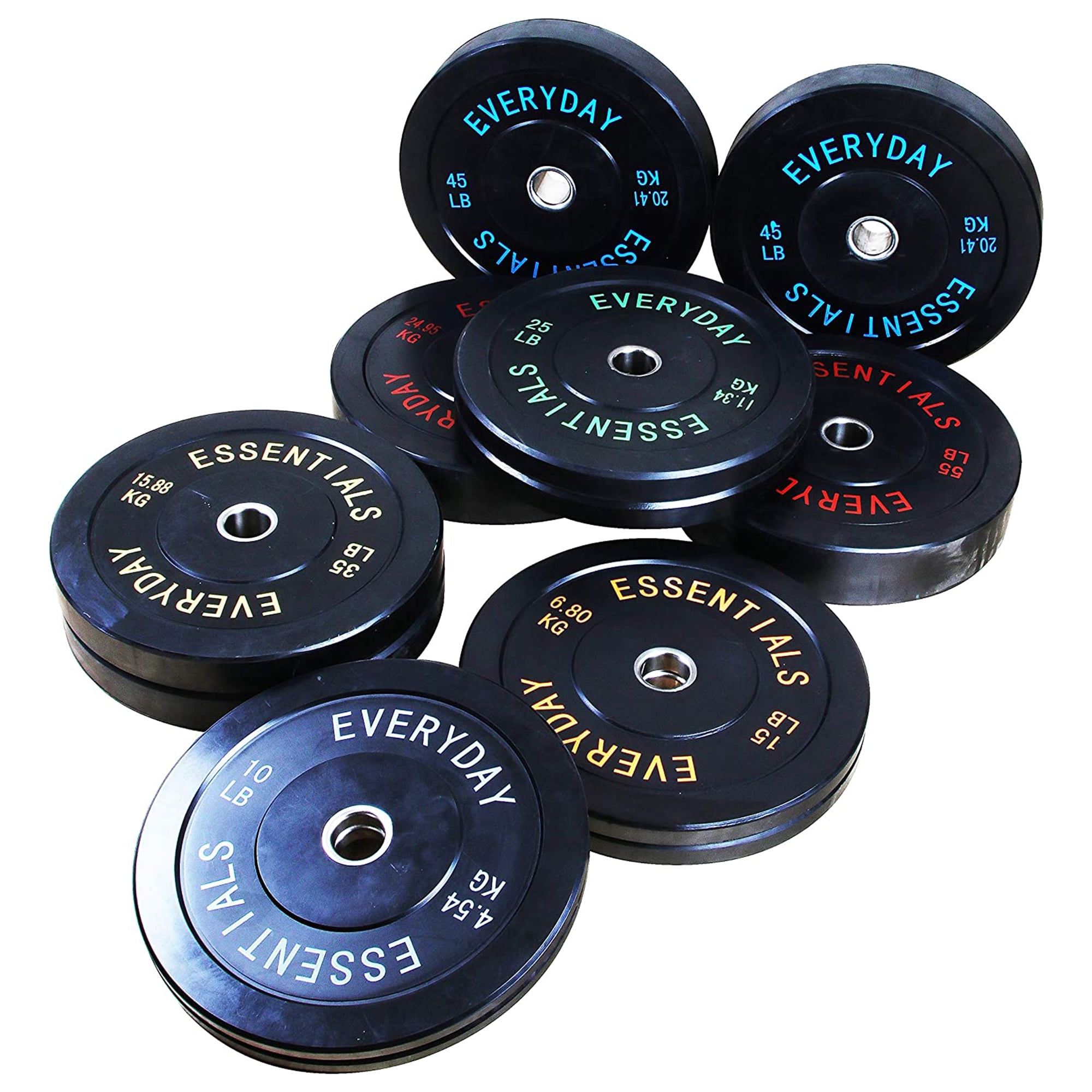 BalanceFrom Fitness 160lb Olympic Bumper Strength Training Weight Plate Set - 3938536787