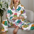 thumbnail image 6 of Honeii Cactus And Insects print Women's Pajama Sets Long Sleeve Button Down Sleepwear Nightwear Soft Pjs Lounge Sets-X-Large, 6 of 7