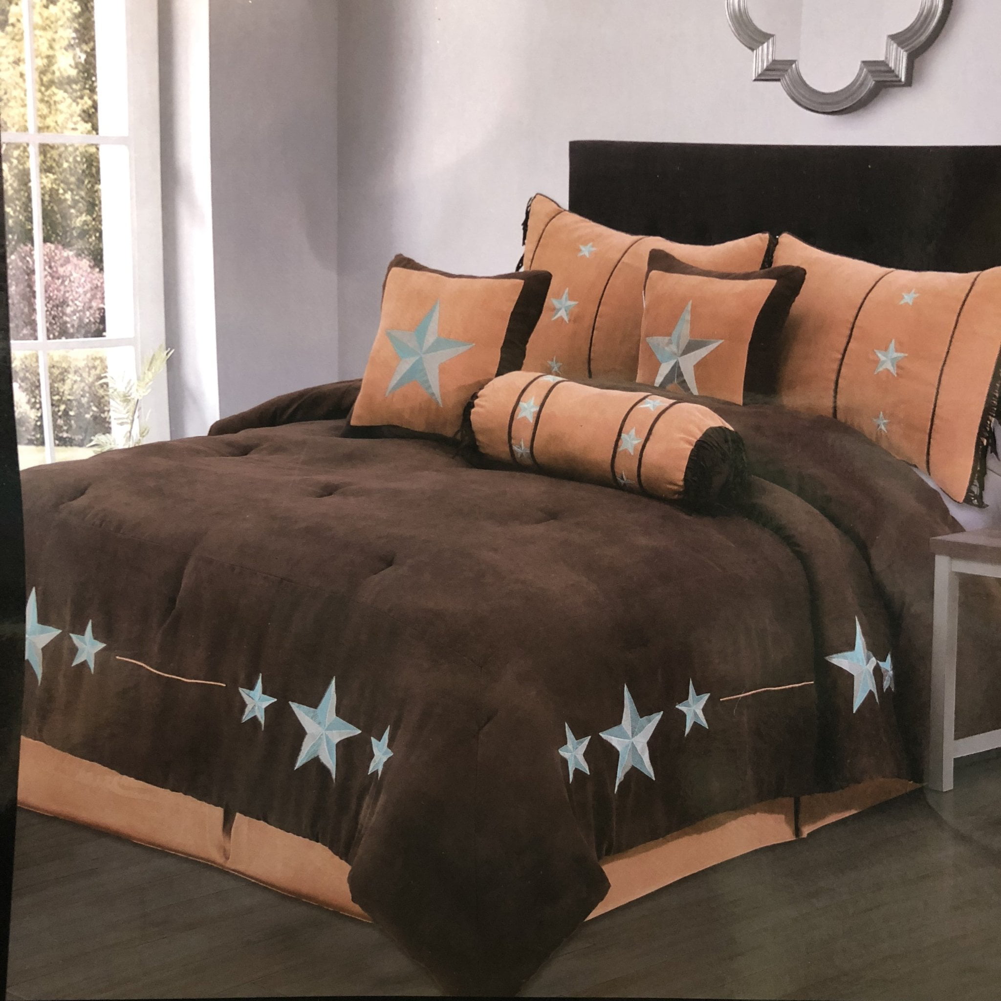 Rustic Western 4 Pc Twin Comforter Bedding Set San Juan Turquoise Brown &Tan 