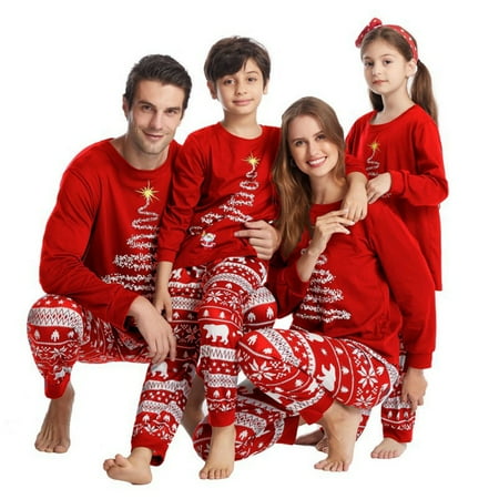 

Matching Christmas Pjs for Family Couples Xmas Holiday Family Sleepwear Outfits Casual Loose Printed Long Sleeve Top and Pants Set for Unisex Kid Children Boys Girls