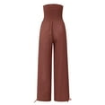thumbnail image 6 of DENGDENG Black Wide Leg Pants for Women Fall Solid Color Elastic Lightweight Pants Women Loose Fit Flowy High Waisted Palazzo Pleated with Pockets Straight Business Casual Pants Women Red XL, 6 of 8
