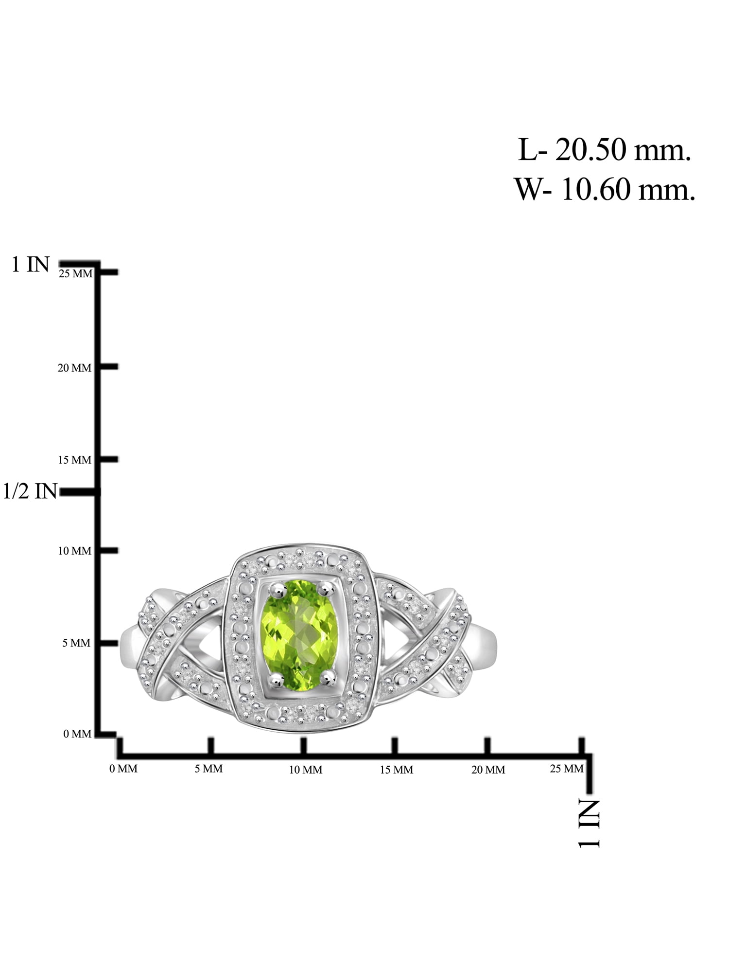 JewelersClub Peridot Ring Birthstone Jewelry – 0.50 Carat Peridot 0.925 Sterling Silver Ring Jewelry with White Diamond Accent – Gemstone Rings with Hypoallergenic 0.925 Sterling Silver Band