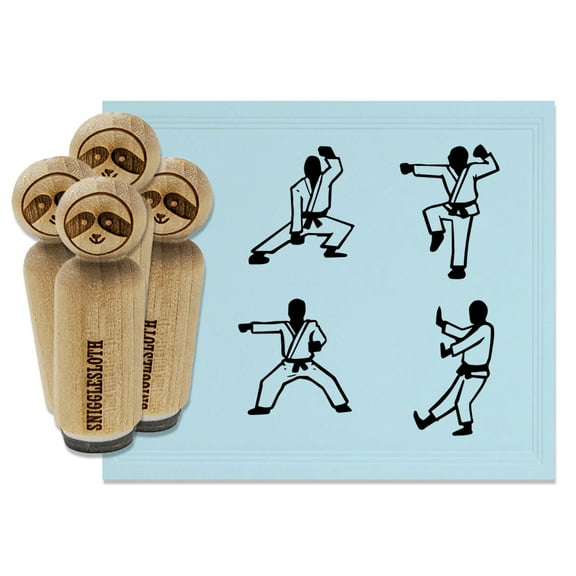 Martial Arts Stances Karate Taekwondo Kung Fu Rubber Stamp Set for Scrapbooking Crafting Stamping - Mini 1/2 Inch