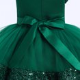 thumbnail image 6 of IBTOM CASTLE Toddler Kids Girls Pageant Sequin Flower Dress, Shiny Asymmetric Shoulder Formal Party Tiered Tulle Gowns 2-8T Green, 6 of 7