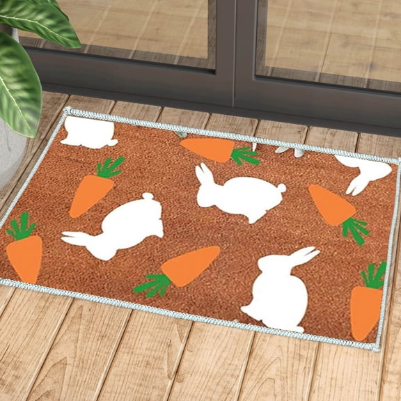 Euaioeiu Easter Doormat Non-Slip Absorbent Coir Front Door Mat with Funny Holiday Design for Spring Home Decor Entryway Outdoor Indoor Welcome Rug
