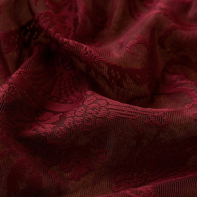 Burgundy Lace Curtains 63 Inch Length - Victorian Kintted