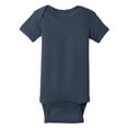thumbnail image 4 of Infant Short Sleeve Cotton/Polyester Baby Rib Bodysuit Navy 6M, 4 of 5