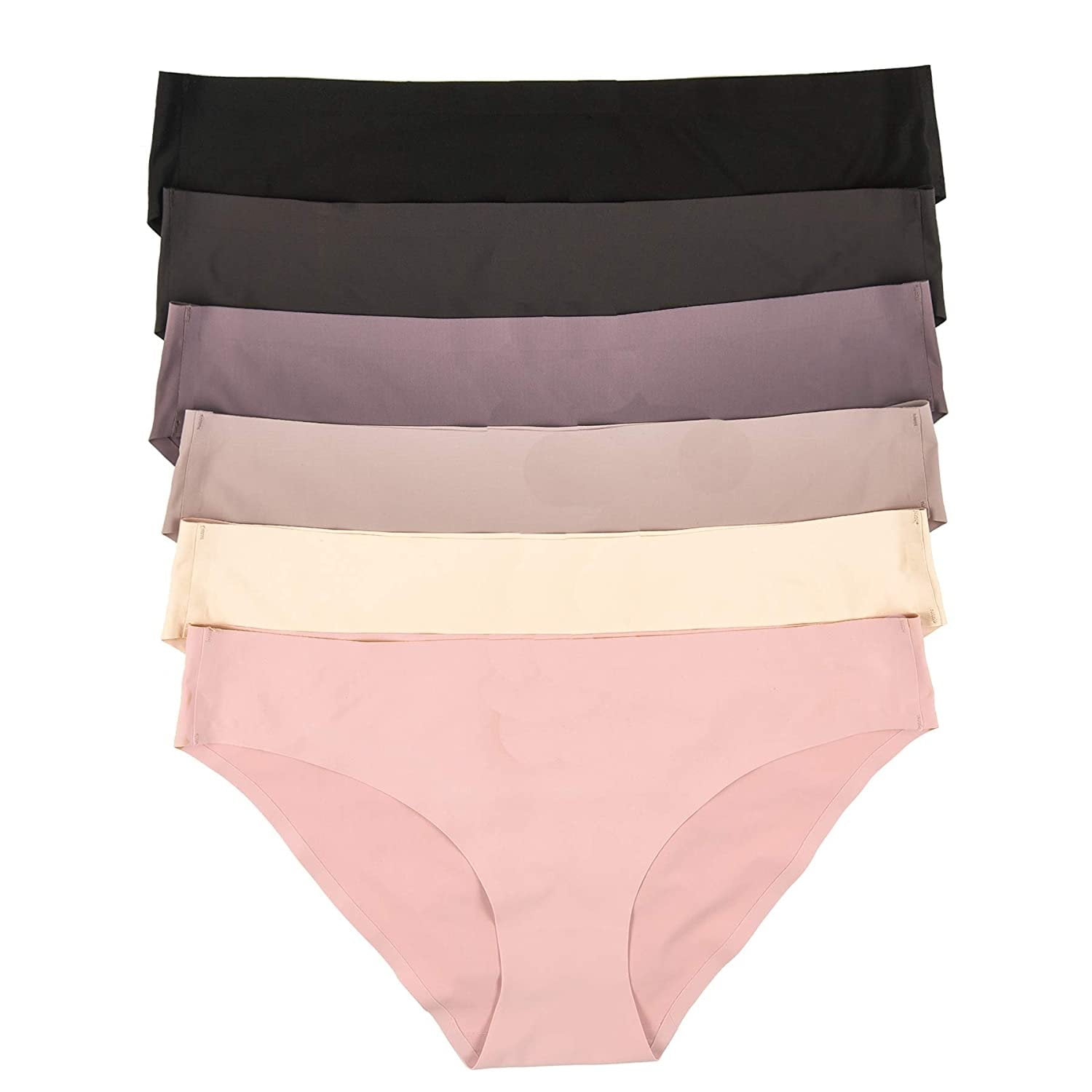 DailyWear Womens 6 Pack of No Show Bikini Brief Hipster Underwear