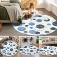 thumbnail image 5 of Round Area Rugs Collection 8 Ft, Blue Polka Dots Non-Slip Residential Carpet, Modern Abstract Art Indoor Crawling Mats Runner Rugs for Living Room/Dining Room/Bedroom, 5 of 8