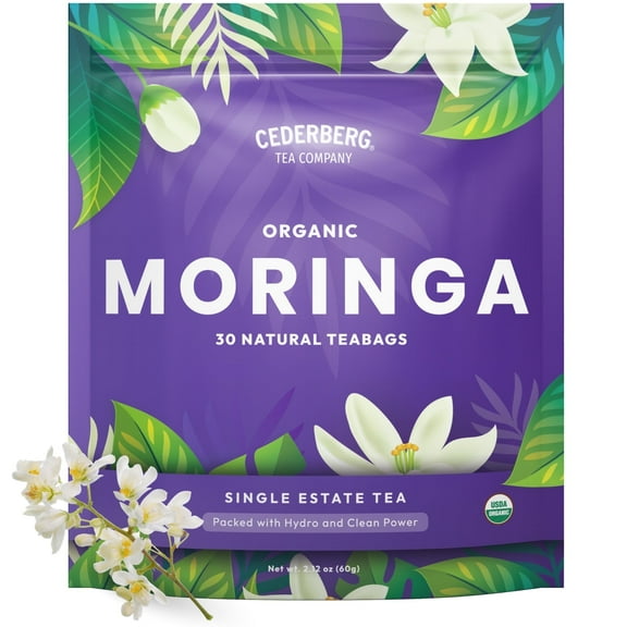 Cederberg Tea Company Organic Moringa Tea Bags – 30 Count Herbal Tea | Caffeine-Free | Non-GMO | Zero-Calorie & Gluten-Free