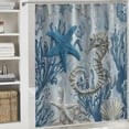 thumbnail image 6 of Orinice Vintage Nautical Coastal Shower Curtain Starfish Seahorse Ocean Beach Octopus Seashell Coral Underwater Sea Animal Marine Life Bath Curtain with Hooks 60x72, 6 of 7