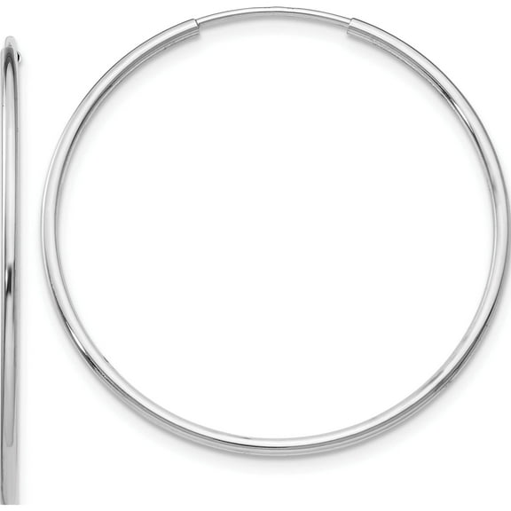 14K White Gold Polished Endless Tube Hoop Earrings (35 X 35) Made In Peru tf795