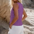 thumbnail image 5 of Sheghy Cotton Tank Top Women 100%Cotton Linen Look Striped Tank, Solid V Neck Button Sleeveless Spring Summer Top Purple XL, 5 of 5