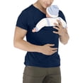 thumbnail image 2 of Domuza Kangaroo Baby Carrier Shirt Men Funny Skin To Skin Short Sleeve V-Neck Tshirts 2026 Summer Trendy Comfy Novelty Top with Pocket Navy S, 2 of 5