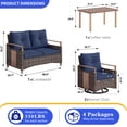thumbnail image 4 of NestNook 4 Pieces Outdoor Wicker Patio Furniture Set with Waterproof Cushion,2 Swivel Rocking Chairs, Loveseat & Coffee Table, 4-Seat Conversation Set for Backyard, Porch, and Poolside, 4 of 9
