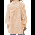 thumbnail image 3 of Blusa Informal Estilo Boyfriend con Mangas Fruncidas y Bolsillos, Rayas Amarillas, Talla XXL, 3 of 7