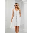 thumbnail image 4 of Vestidos de verano para mujer, sin mangas, informales, con vuelo, con botones, vestido midi, 4 of 7