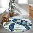 thumbnail image 6 of Blue Teal Coastal Round Rug 4ft Area Rug Washable Soft Non-Slip 4' Circle Low Pile Rugs Sea Turtle Summer Beach Starfish Carpet for Bedroom Living Room Entryway Home Office Dining Room, 6 of 8
