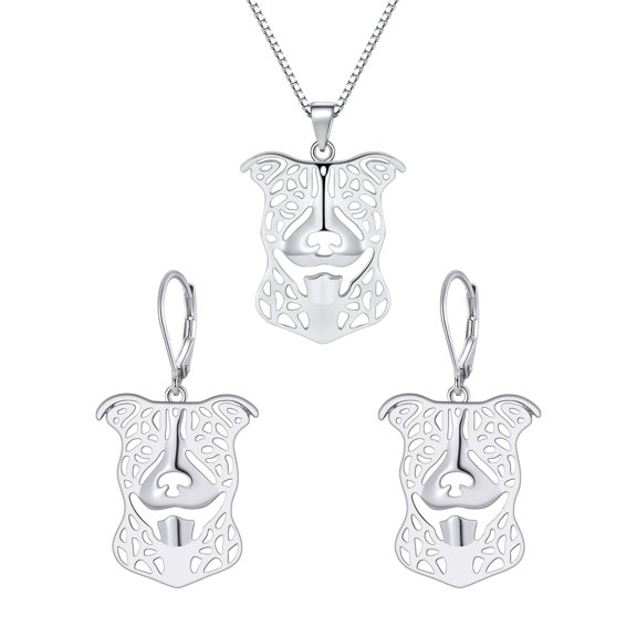 Pit Bull Dog Necklace Earrings or Set Sterling Silver Womens Ginger Lyne Collection