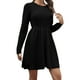 thumbnail image 1 of Vestido de punto de color liso para mujer, manga larga y largo midi. Cómodo y versátil para todas las estaciones. Tallas: S-XL., 1 of 4