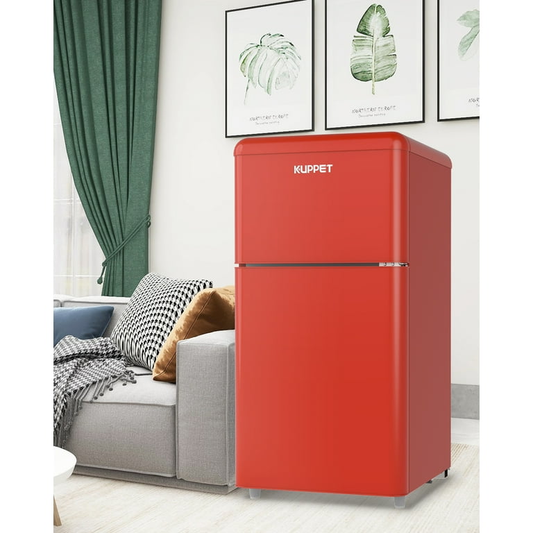 KUPPET Compact Refrigerator, Retro Mini fridge with Freezer for Bedroom,  Drom, Apartment, Garage, Office, Adjustable Thermostat, Low Noise, 3.2  Cu.Ft