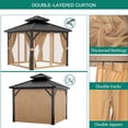 thumbnail image 5 of Twister.CK 10x10ft Hardtop Double Roof Gazebo, Water-Resistant, with Netting and Curtains, for Outdoor Patio, Lawns, Khaki, 5 of 8