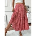 thumbnail image 2 of ZEHJUHAN Women's Floral Print Boho Maxi Skirt, High Waist Pleated A-Line Long Skirt for Spring Summer, 2 of 6