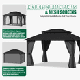 thumbnail image 4 of LazySunsets 12' X 12' Hardtop Gazebo with Double Roof Outdoor Gazebos for Patio Lawn and Garden Included Netting and Curtains, Gray, 4 of 9