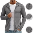thumbnail image 2 of Sorvello Mens Lightweight Sun Protection Jacket Full Zip Hooded Long Sleeve Breathable Outdoor Riding Fishing Hiking Top Dark Gray L, 2 of 9