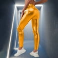 thumbnail image 4 of HNMKIU Women's High Waist Gold Foil Print Pure Color Casual Pencil Yoga Pants Slim Fit Stretchy Workout Running Fitness Pants Yoga Leggings 02_Gold,XXL, 4 of 8