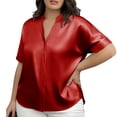 thumbnail image 1 of Womens Plus Size Short Sleeve Tops Solid Color Round Neck Casual T-Shirt Soft Breathable, Womens Plus Size Summer Tops, 1 of 5