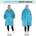thumbnail image 2 of Catalonia Oversized Hoodie Blanket with Zipper, Wearable Sherpa Sweatshirt Pullover, Soft Warm Comfortable Jacket for Adults Men Women, Blue, 2 of 6