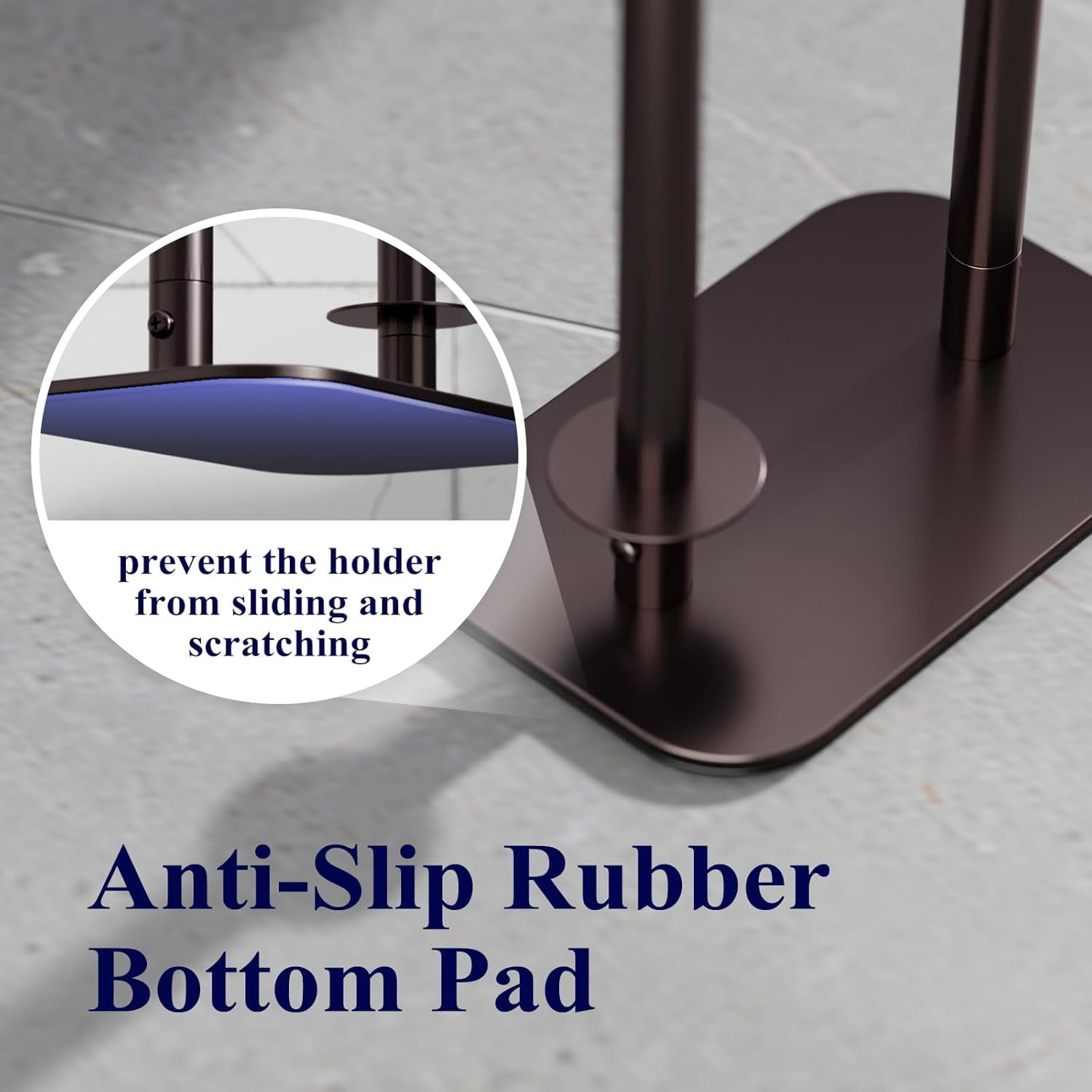 Toilet Paper Holder Free Standing – Rustproof Metal Toilet Paper Stand for 4 Rolls with Anti-Slip Base and Shelf for Phone & Small Items, Bathroom Organizers and Storage, Medium