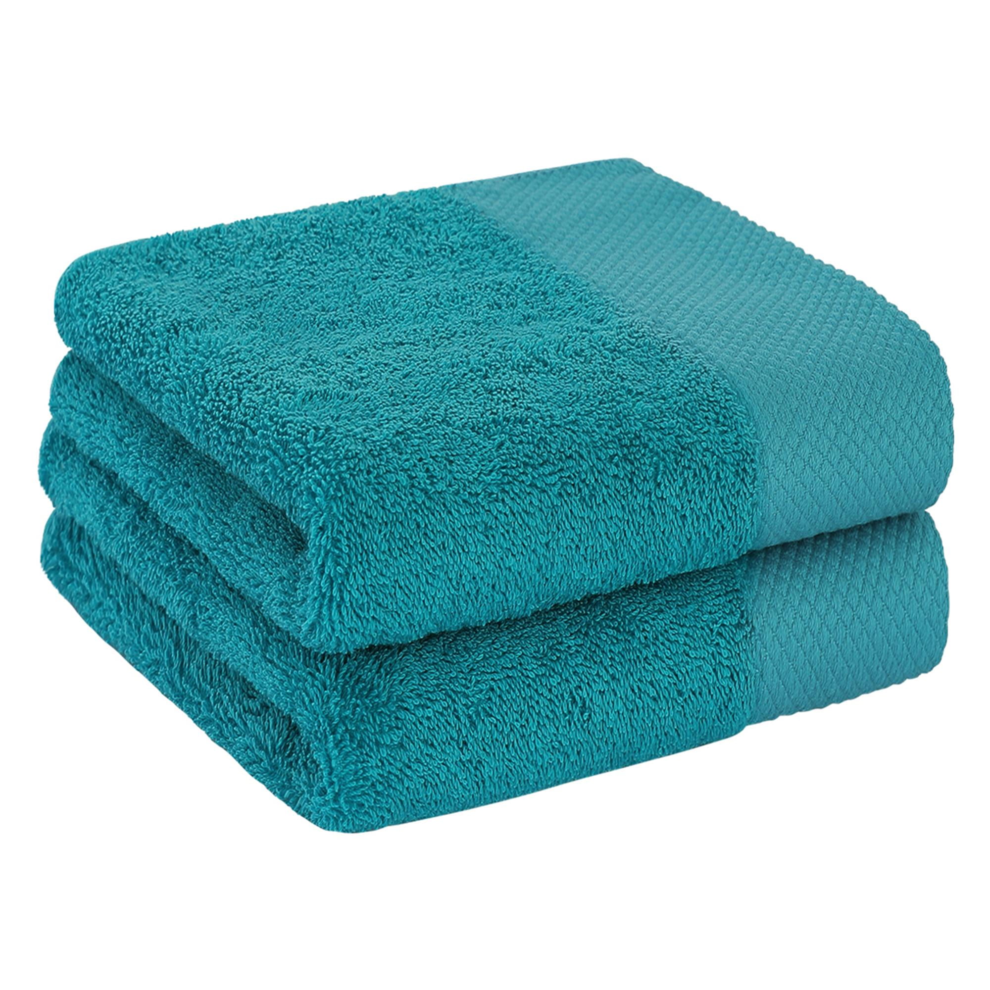 Luxury 750GSM Cotton Hand Towels Set of 2, 16 x 30 Inch Peacock Green
