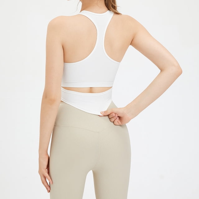 Top deportivo de fitness con forma de I y espalda de belleza para yoga, ropa interior deportiva para correr con cuello halter