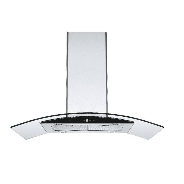 Campana Europea Decorativa De Pared Cata 90cm Cristal Curvo Acabado Acero Inoxidable 2 Filtros Lavables Y 3 Velocidades 110v 630 M3 Potencia De Extracción Touch